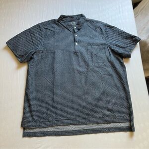 GREI NEW YORK blue textured short sleeve button up shirt